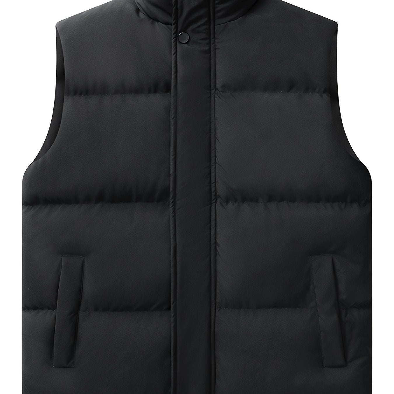 Men's Plus Size Casual Padded Vest with Stand Collar Loose Fit for Fall Winter