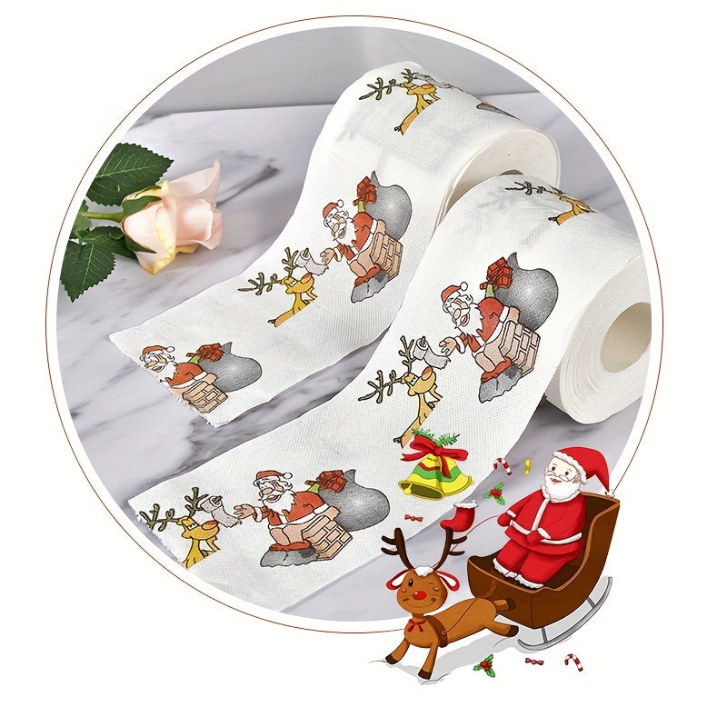 2-qavatli Santa Claus naqshli qog'oz sochiqchalari, bayram tadbirlari va voqealar uchun bir martalik salfetkalar