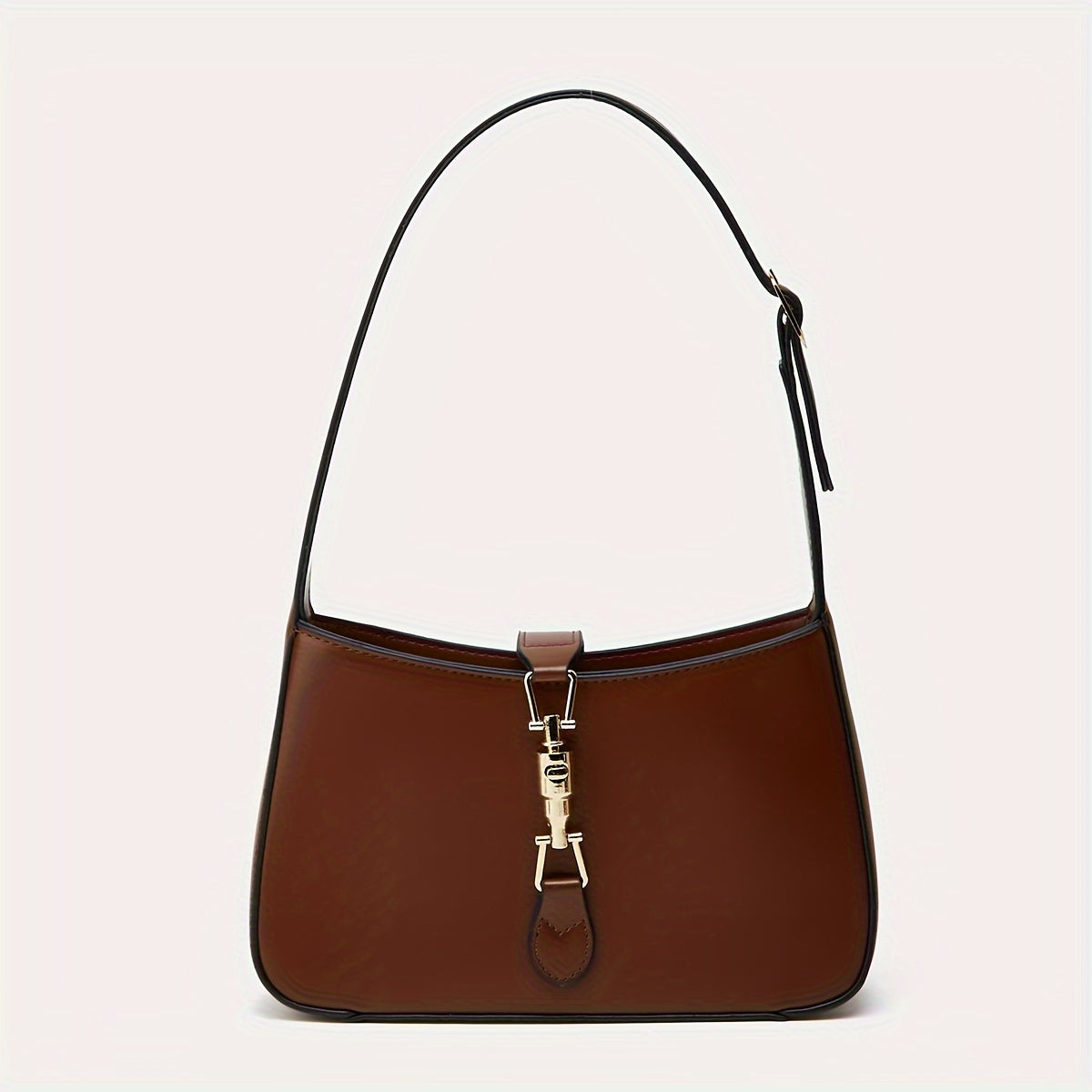 Vegan Shoulder Bag for Women Solid Color PU Casual Handbag Black