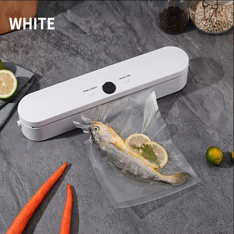 1500mAh batareykaga ega, oq rangli, ko'p funksiyali portativ USB bilan ishlaydigan avtomatik vakuum yopish uchun oziq-ovqatni saqlash uchun, atıştırmalıklar, taomlar va oshxona uchun.