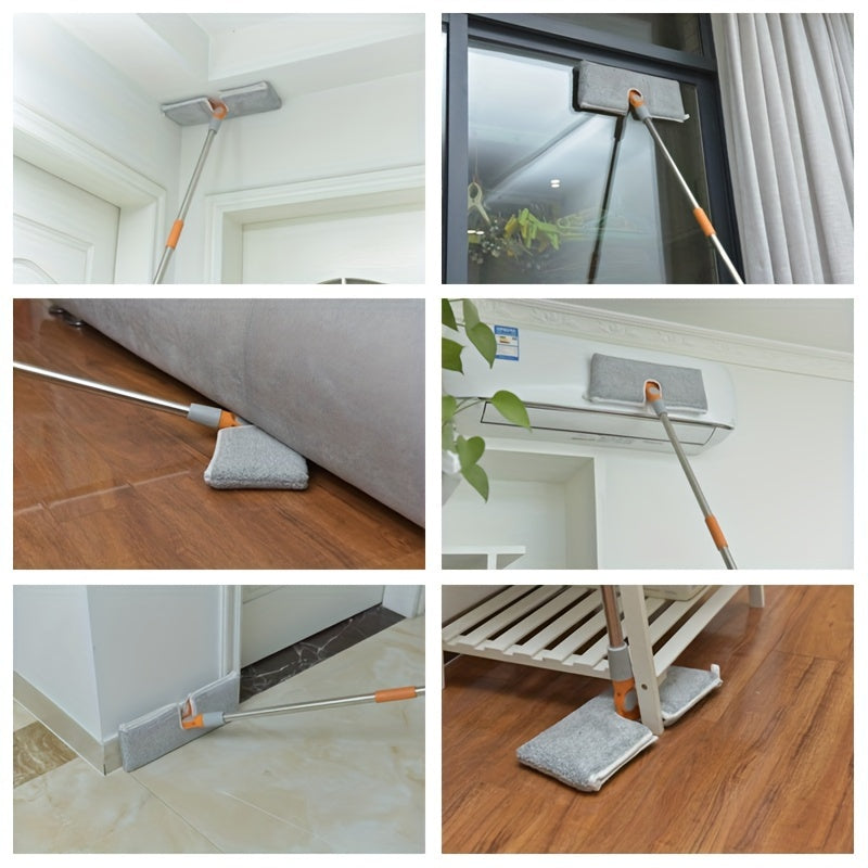 Juego de limpiador de ventanas y cristales extra largo con cabezal de fregona giratorio y 4 almohadillas