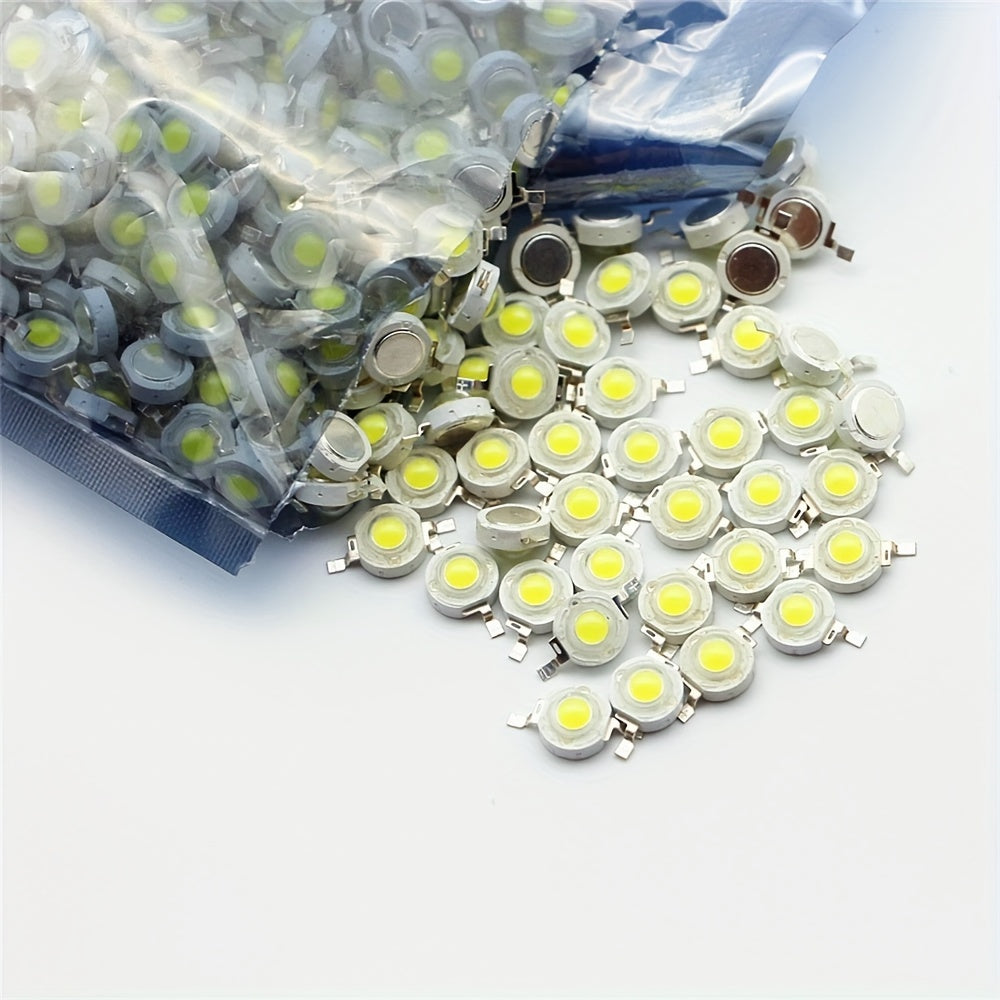 50 Super Bright Cool White LED Beads with Metallic Base for Industrial Projects