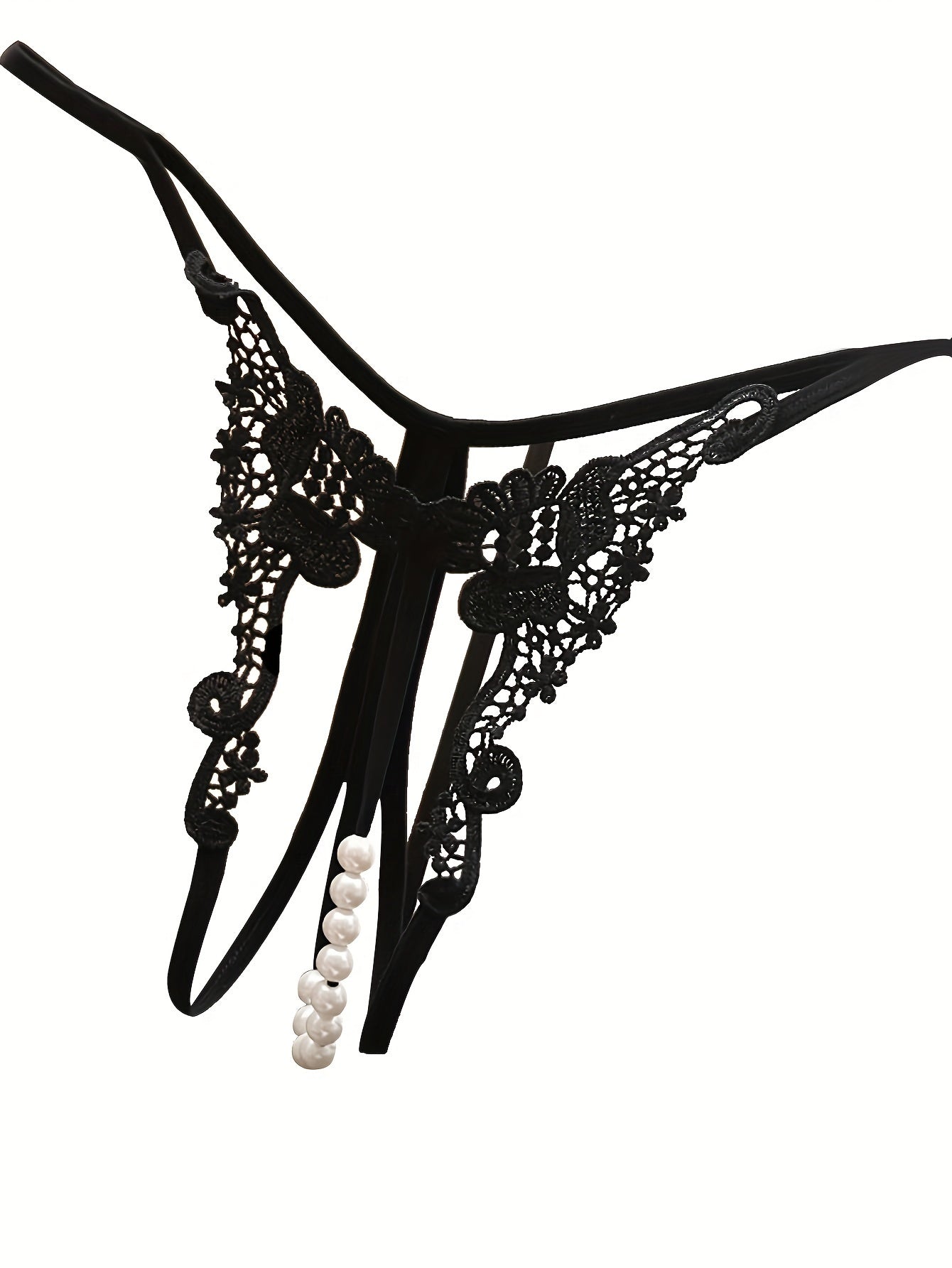 Women’s Jacquard Embroidered Beaded Thong with Hollow-Out Design Lingerie