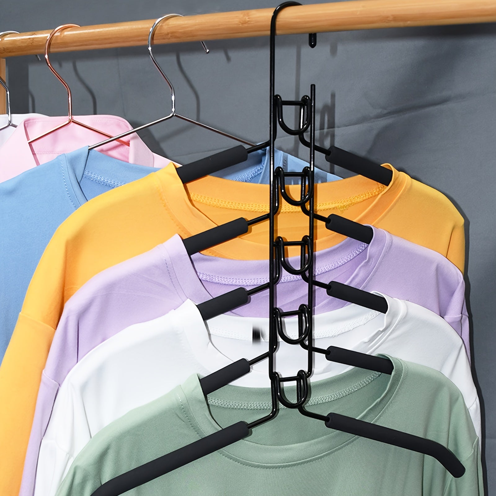 Detachable 5-Tier Clothing Hanger Space-Saving Metal Organizer for Wardrobe