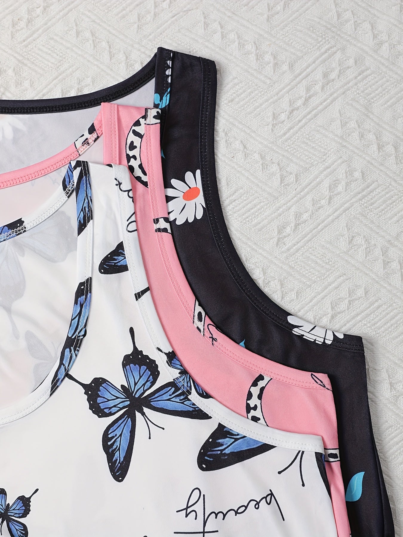 Women Plus Size Pajamas Set with Cartoon Love and Butterfly Patterns Nightgowns