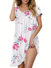 Ayollar uchun katta o'lchamli gullar bilan bezatilgan V-yonoqli kamizimli kiyim, qiqiqli etag bilan