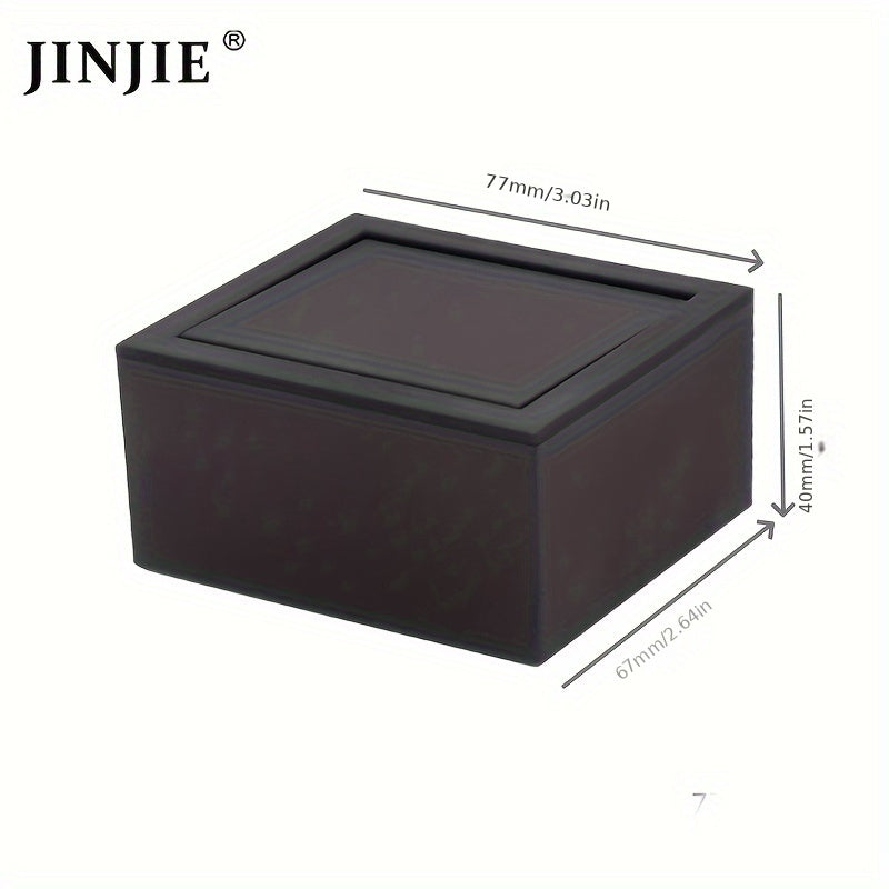 Black Velvet Cufflink Gift Box with Flip Mirror and Desktop Stand