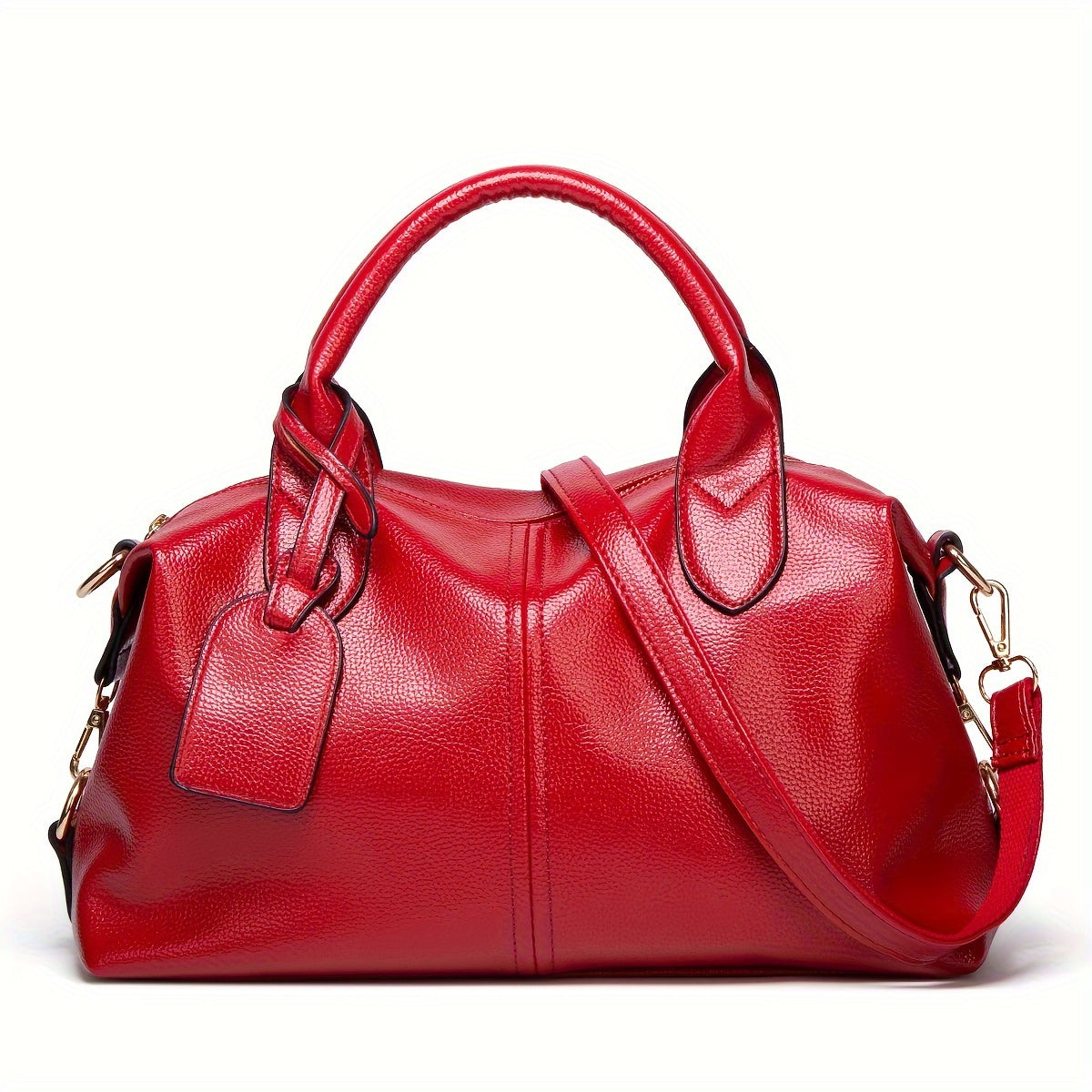 Elegant Faux Leather Shoulder Bag with Removable Strap and Zipper Closure in Multiple Colors