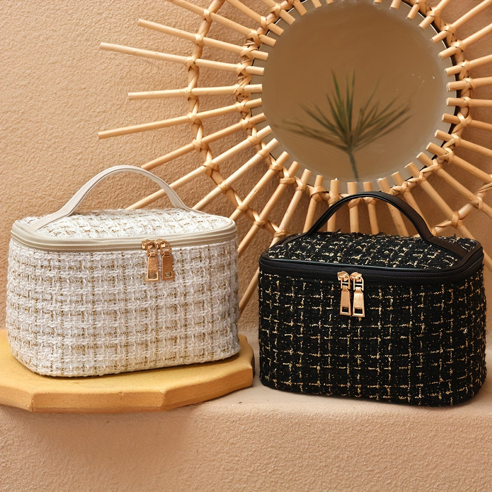 Waterproof Large Cosmetic Bag with Zipper Closure for Travel and Home Use