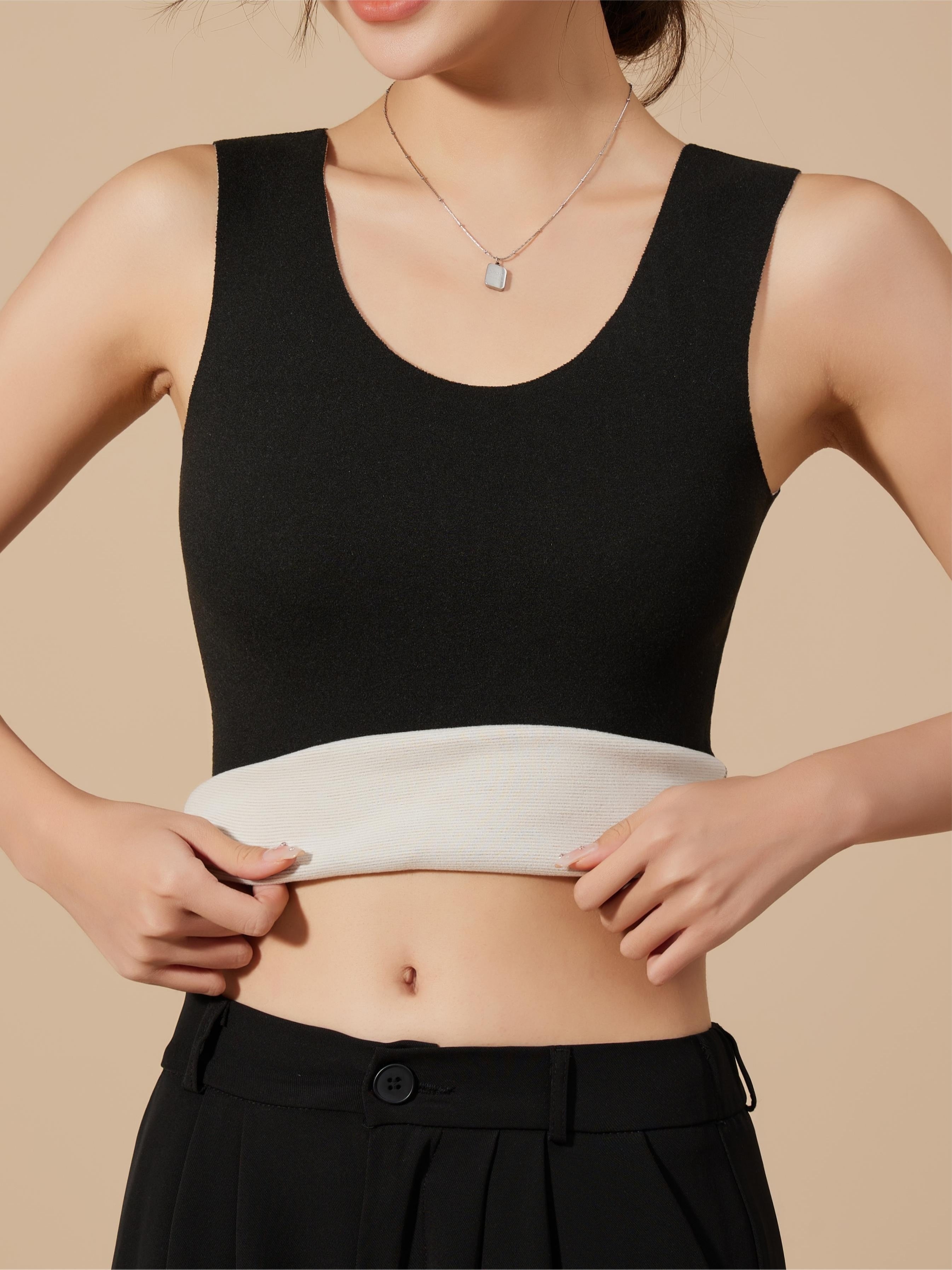 Women's Thermal Underwear Sets Sleeveless Slim Fit Plush Top Soft Lingerie Sleepwear