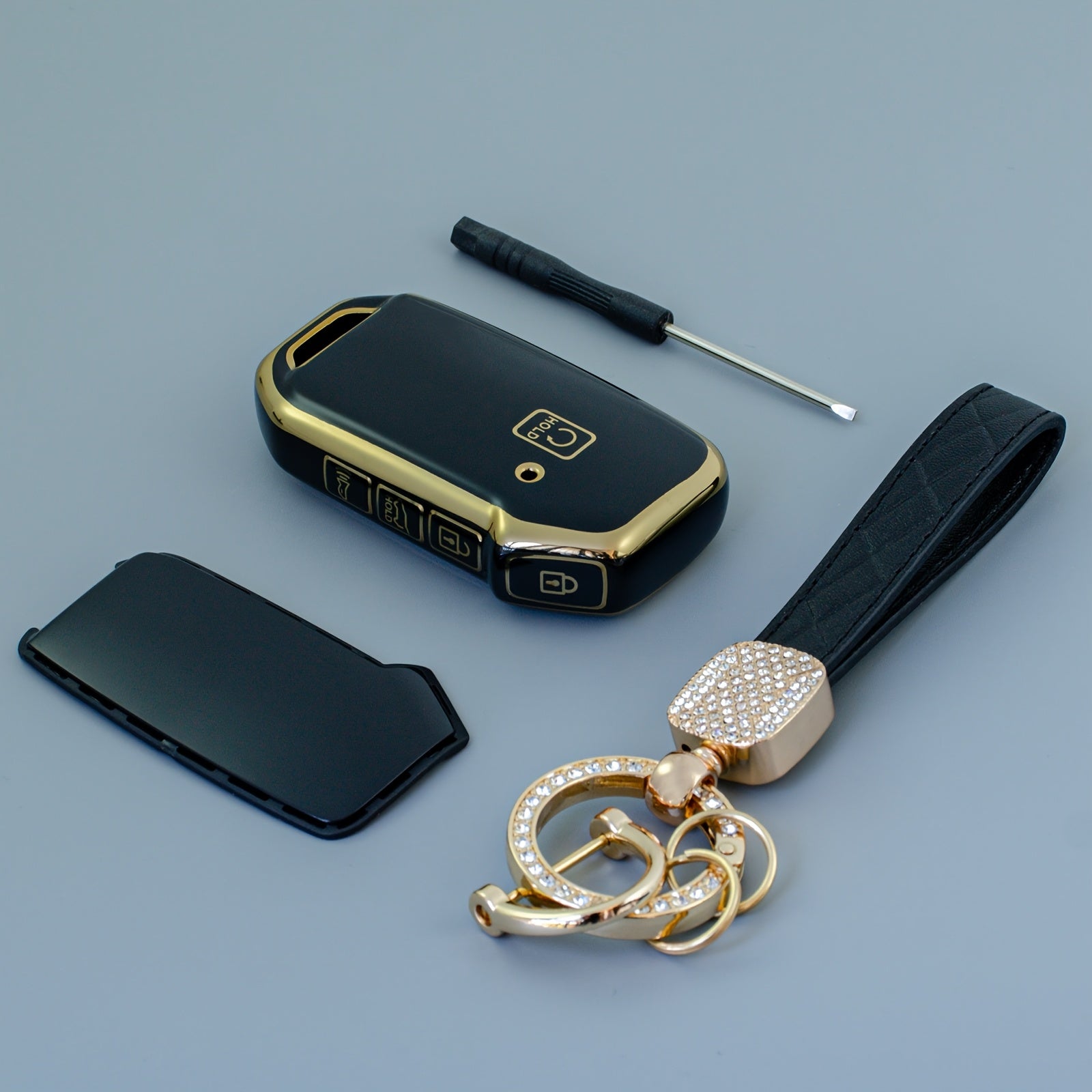 TPU Key Fob Cover Protective Case with Keychain for SUV and Sedan Vehicles