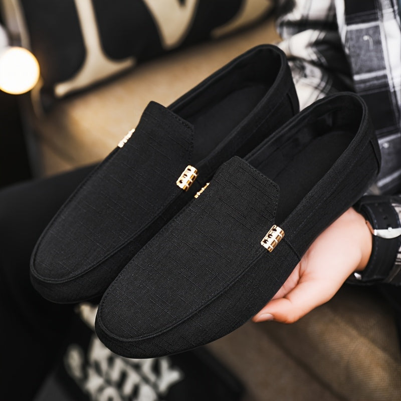 Men's Black Slip-On Loafers Non-Slip Durable Casual Outdoor Shoes