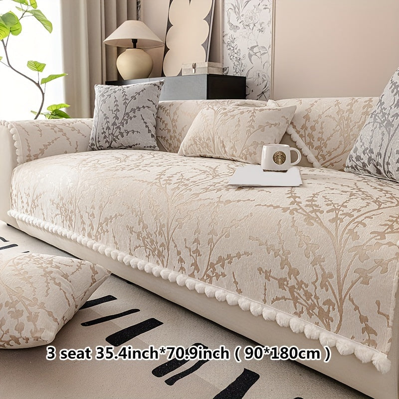 Chenille Jacquard Sofa Cover Non-slip Anti-Cat Scratch All-Season Furniture Protector