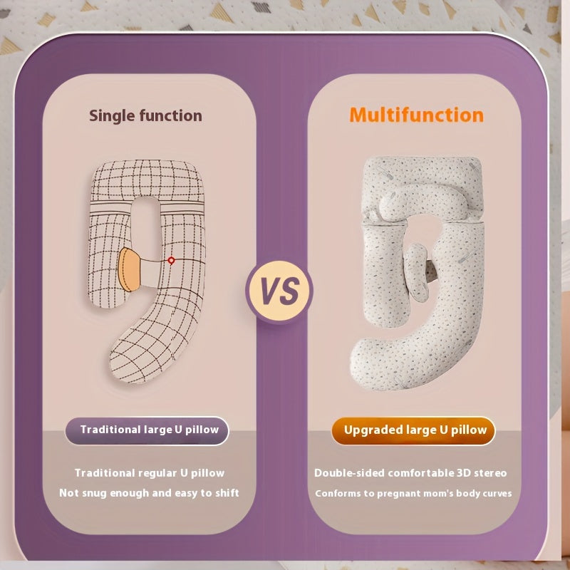 Dark Grey Maternity Pillow with Ultra-Soft Velvet Cover and U-Shaped Full Body Support