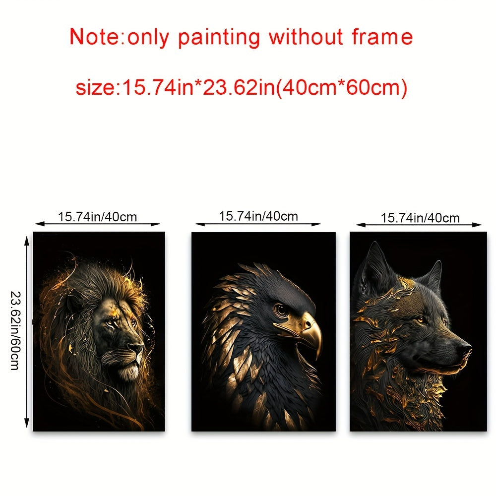 Abstract Lion and Eagle Canvas Wall Art Set 15.7x23.6 Inches Living Room Decor