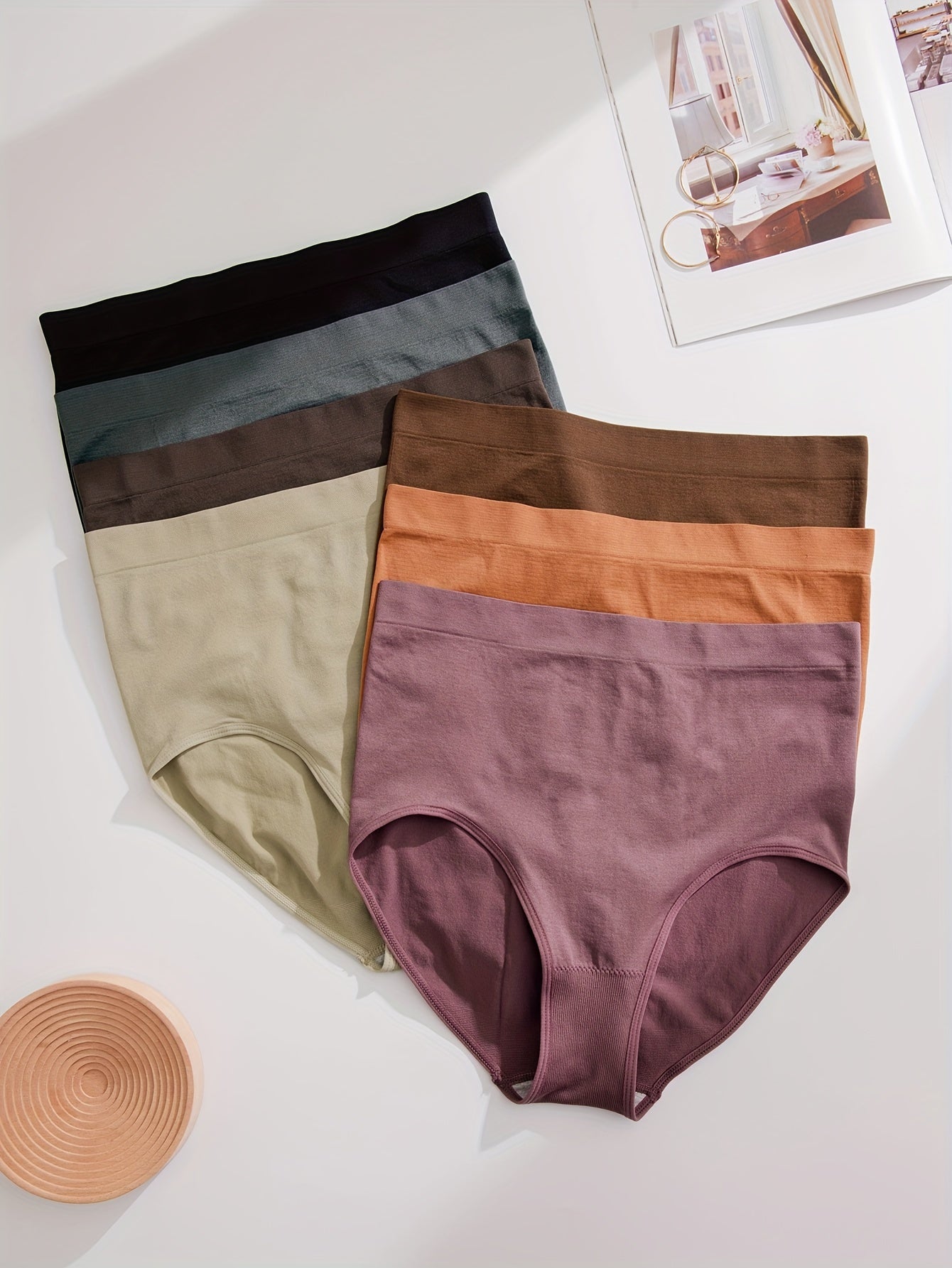 7-Pack Women's Seamless Plus Size Panties Soft Breathable Elastic Waistband