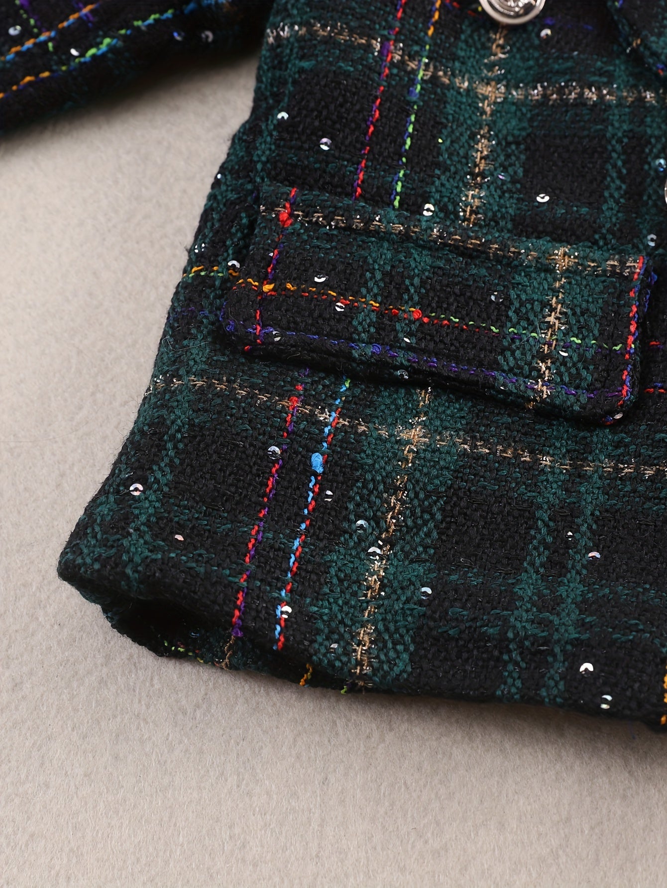 Children's Bee-Patterned Tweed Blazer and Shorts Set for Girls Fall and Spring