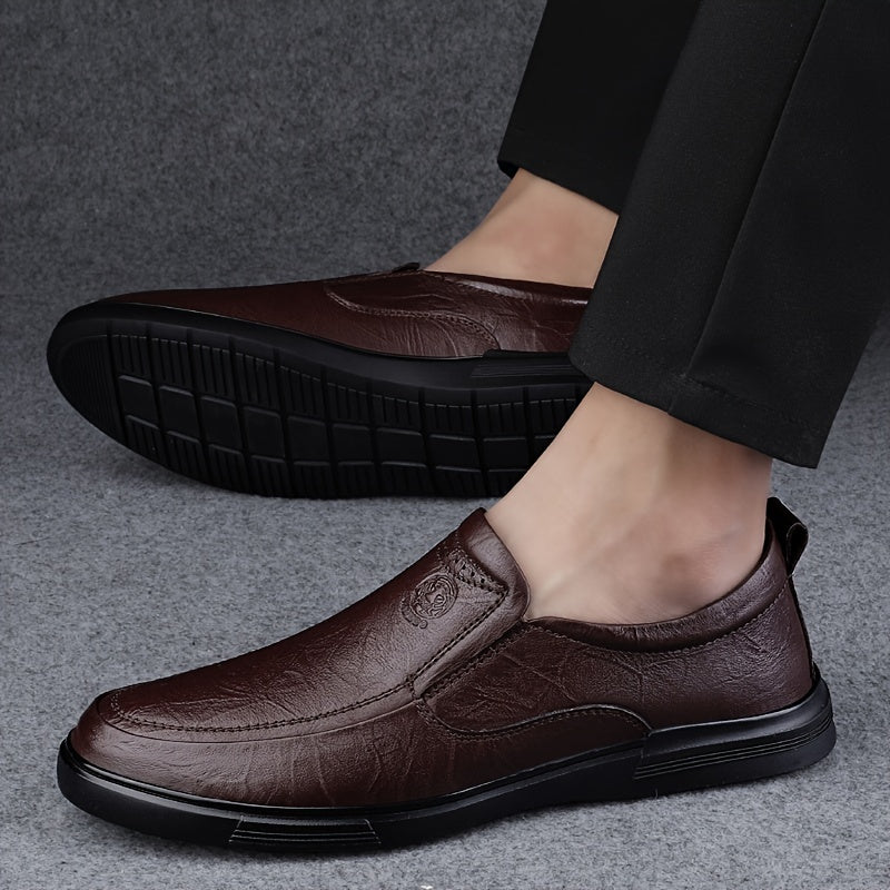 Men's Slip On Loafer Shoes Leather Casual Round Toe for Fall Spring Summer Winter