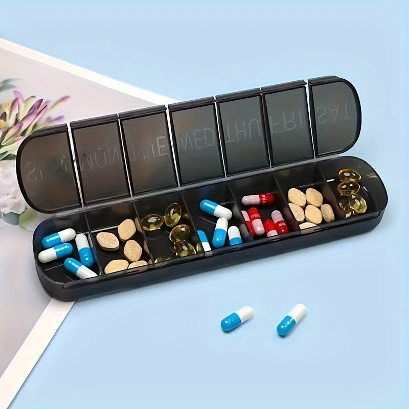 Large Weekly Pill Organizer with 7 Compartments Travel Case for Vitamins and Medications
