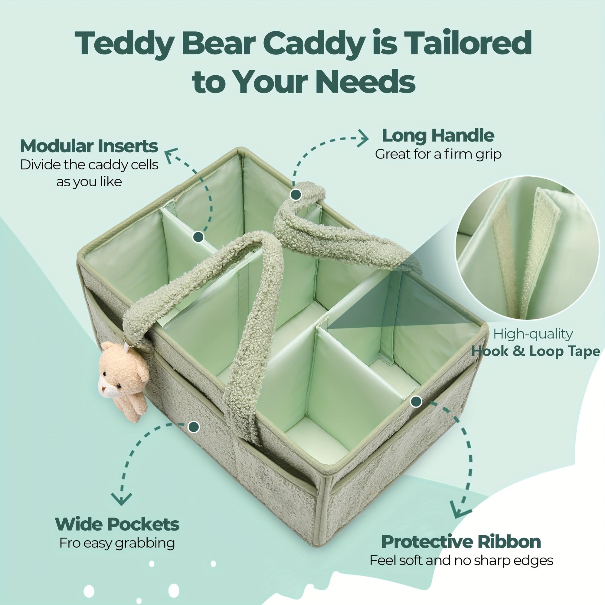 Ko'p funksiyali pampers caddy tashkilotchisi - O'zgarish stoli uchun ajoyib, bolalar saqlash qutisi, tozalash uskunasi tutqichi bilan, ideal chaqaloq to'y sovg'asi, qulay bolalar xonasi va avtomobil aksessuar.