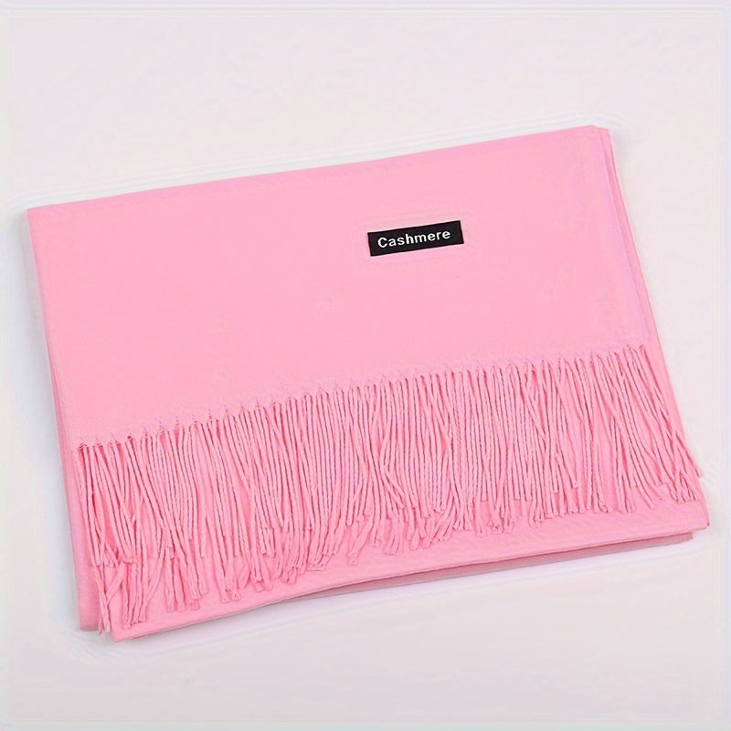 Bufanda unisex neutra de lana con flecos para otoño e invierno cálida y suave