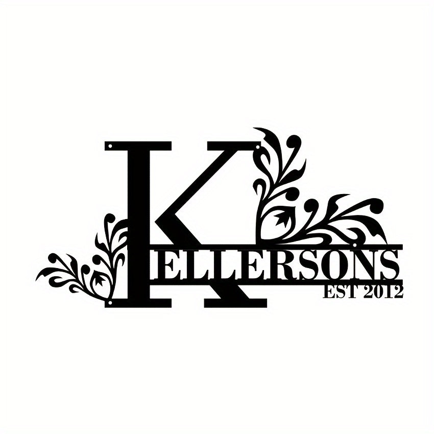 Personalized Metal Family Name Sign Custom Last Name and Date Outdoor Door Hanger