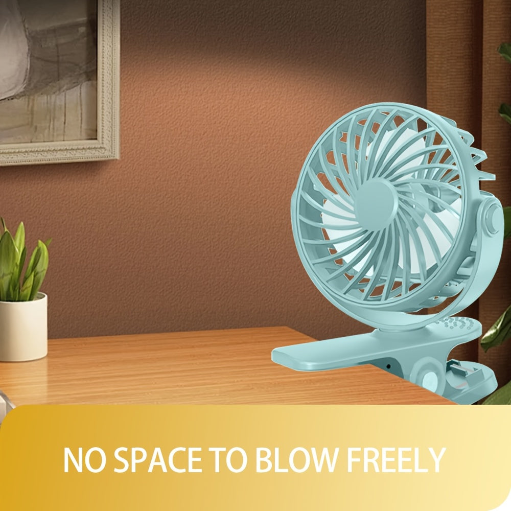 Portable USB Desk Fan Rechargeable High-Speed Airflow Modern Plastic Compact