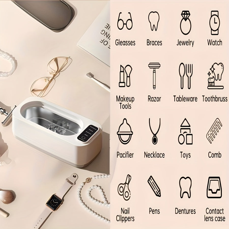 Yuqori chastotali ovoz to'lqini tozalash mashinasi, 360° chuqur tozalash uchun turli xil buyumlar, 220-240V, Evropa ulagichi