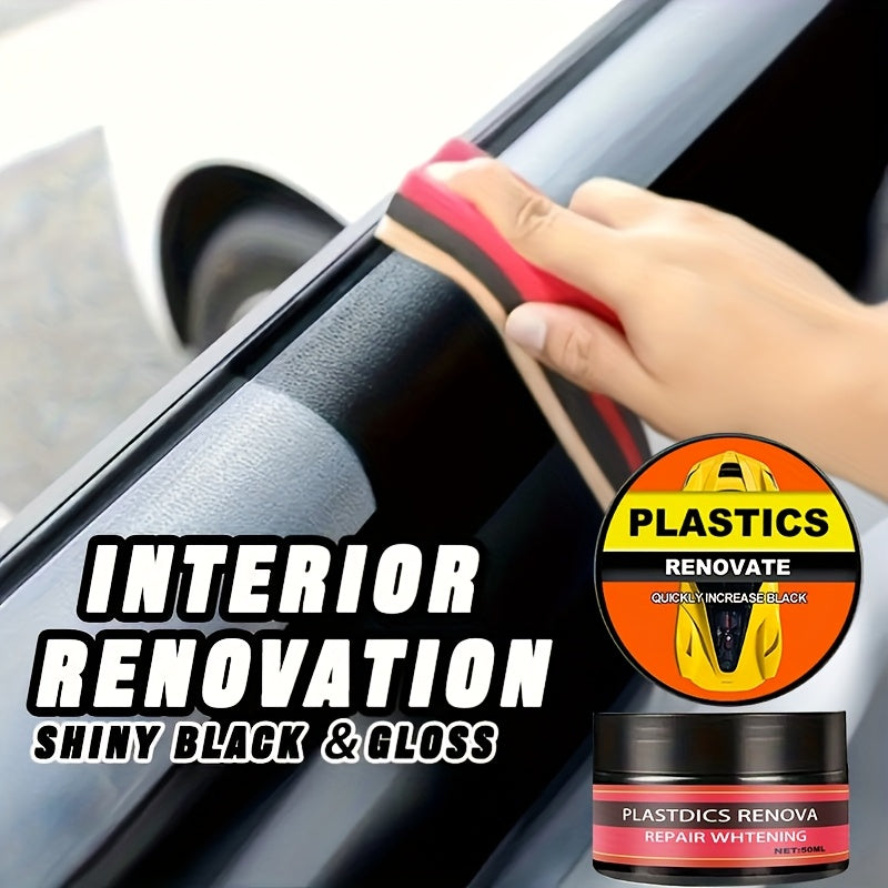 Crema de reparación interior de coche, cera negra para tablero, renovación de neumáticos, blanqueamiento de plástico