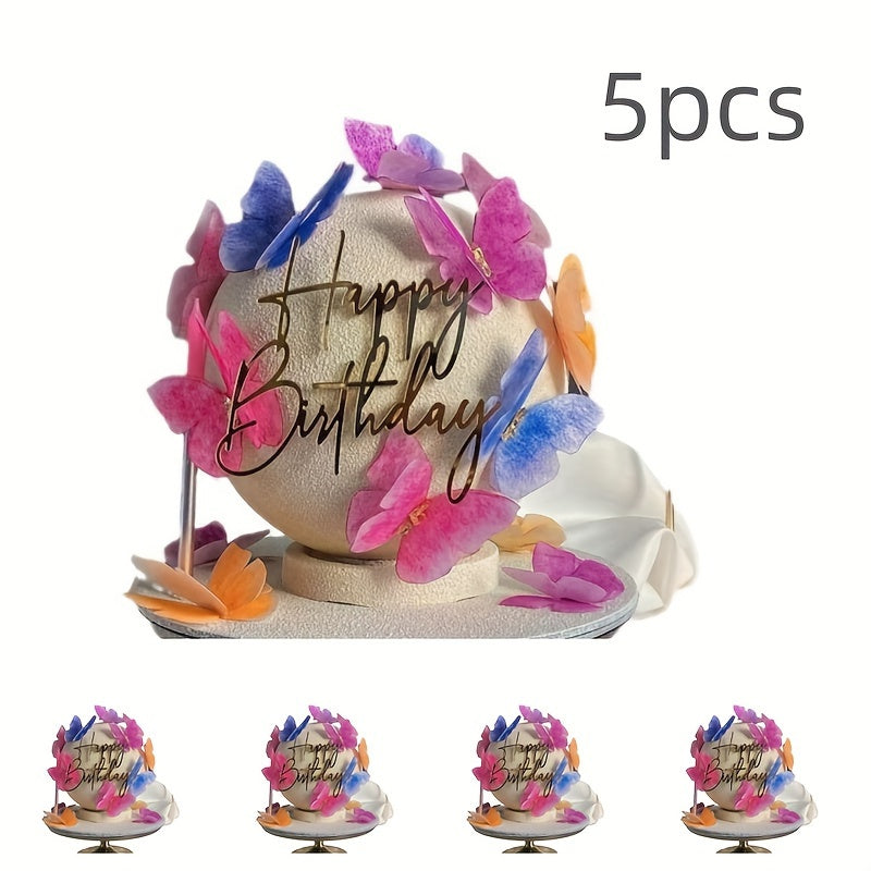 5pcs Happy Birthday Acrylic Cake Toppers for Party and Dessert Table Decoration