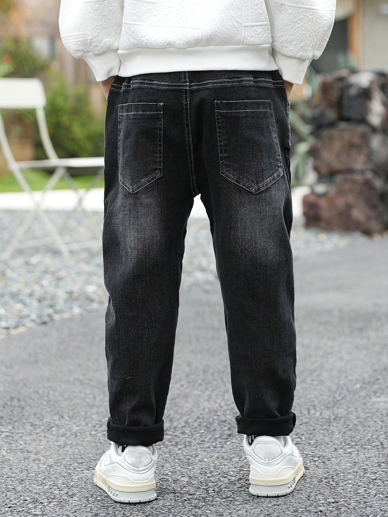 Детские джинсы из денима для детей черные серые длинные повседневные свободные с карманами