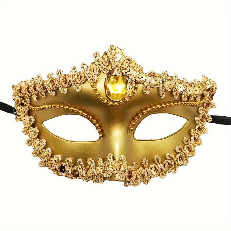 Adult European Style PVC Masquerade Mask with Lace Detailing Half Face Solid Color
