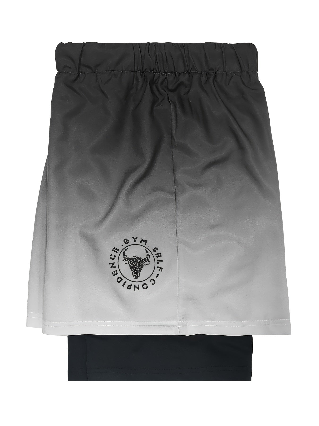 Men's Gradient Double-Layer Sports Shorts with Drawstring for Running and Basketball