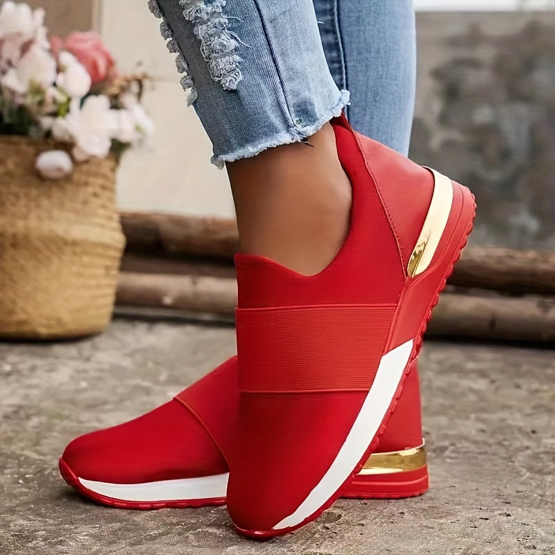 Women's Canvas Slip-On Sneakers with Mesh Lining Non-Slip Sole All-Season