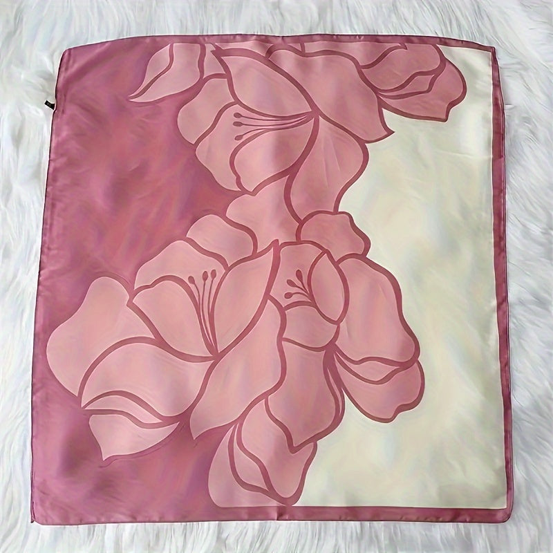 70cm gull naqshli satyn kvadrat sharf ayollar uchun bej, jigarrang, qora boho moda aksessuari