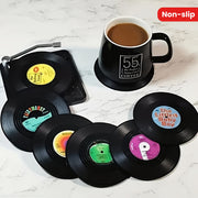 Juego de 6 posavasos de vinilo con diseño retro de rock americano, no deslizantes y resistentes al calor