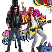 Retro Rocker Costume Set 7-Piece 70s/80s Heavy Metal Hippie Accessories