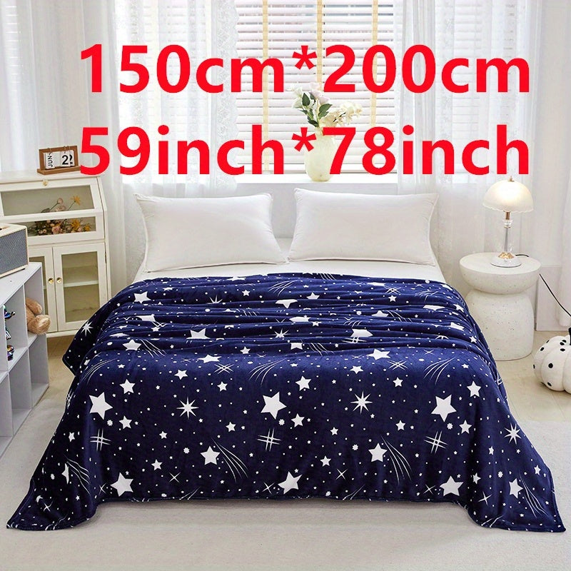 Meteor Shower Pattern Flannel Fleece Blanket for Couch Bed Cozy Lightweight Polyester