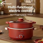 Electric Cooker Non-Stick Coating Stainless Steel 220V-240V Red for Home Dorm