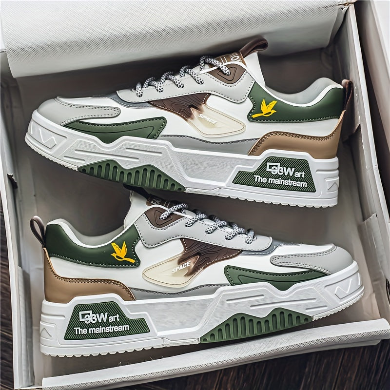 Zapatillas de skate de color sólido para hombre, de caña baja, con cordones, calzado casual