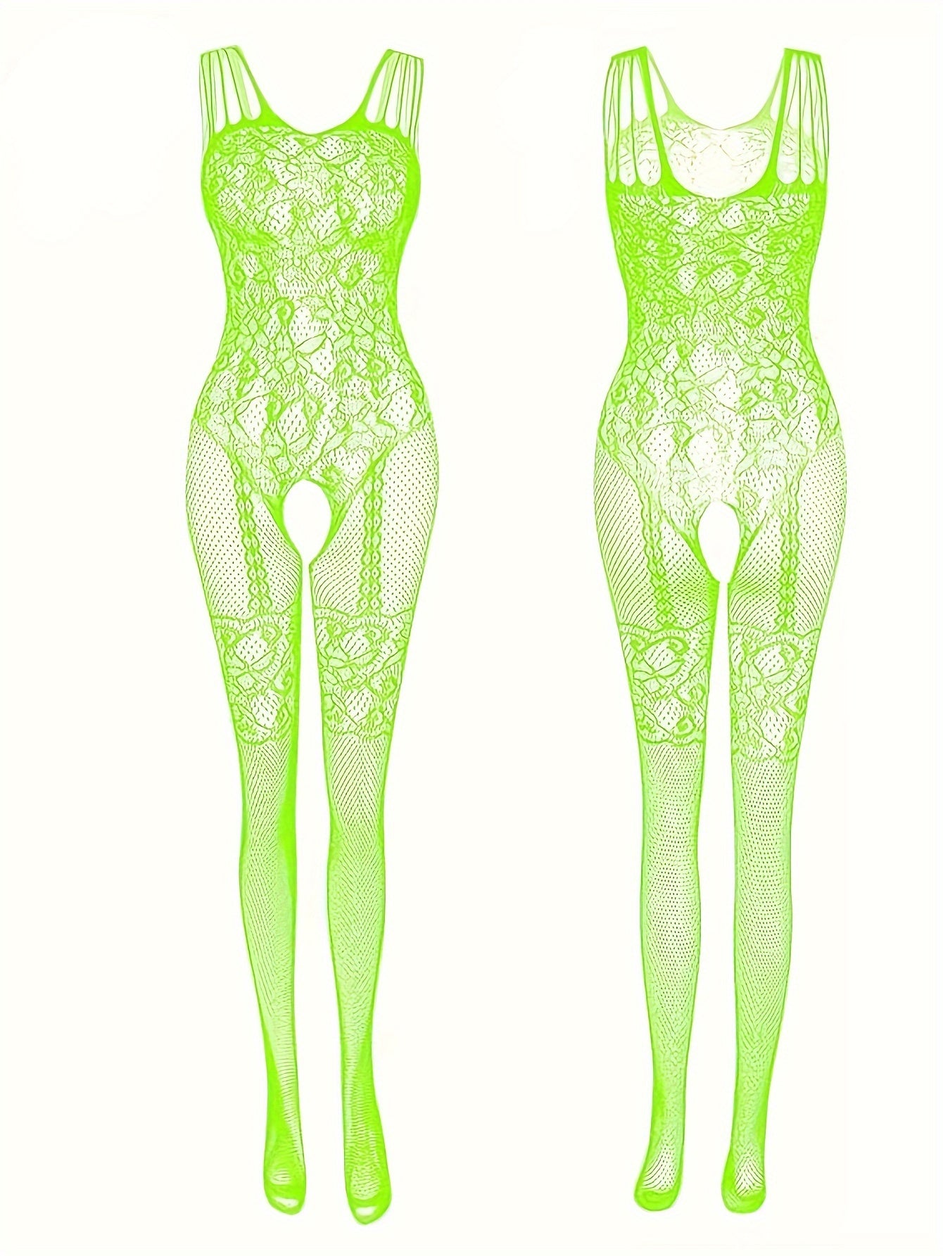 Plus Size Fishnet Bodysuit with Colorful Beach Jumpsuit and Lingerie Bodystocking