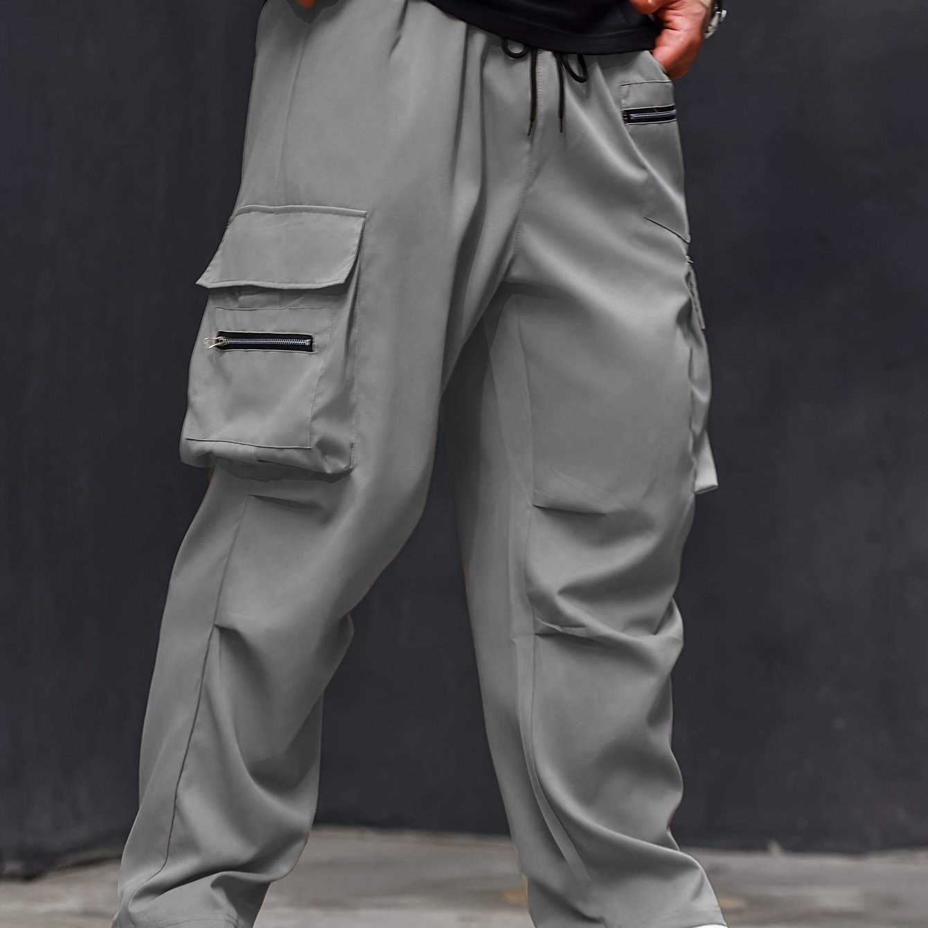 Plus Size Men's Cargo Pants Athletic Casual Regular Fit Solid Polyester