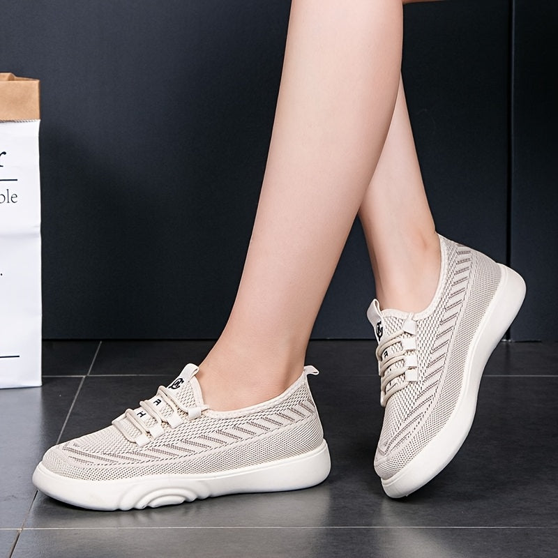 Ayollar uchun nafas oladigan toʻqilgan sport poyabzali yengil, sirgʻalishga qarshi tagli, kundalik poyabzal