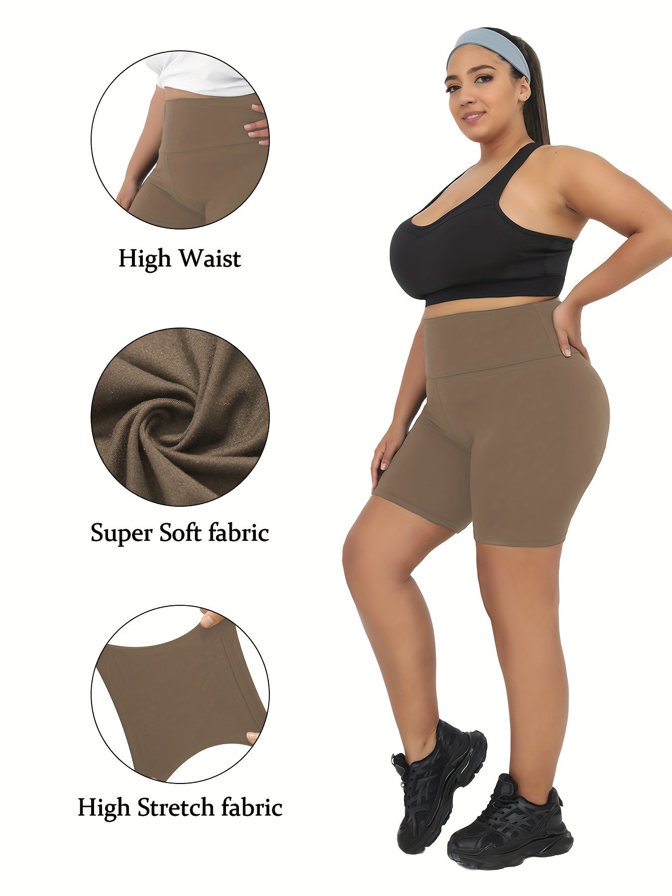 Women High-Waisted Biker Shorts Stretchy No-See-Through Summer Athletic