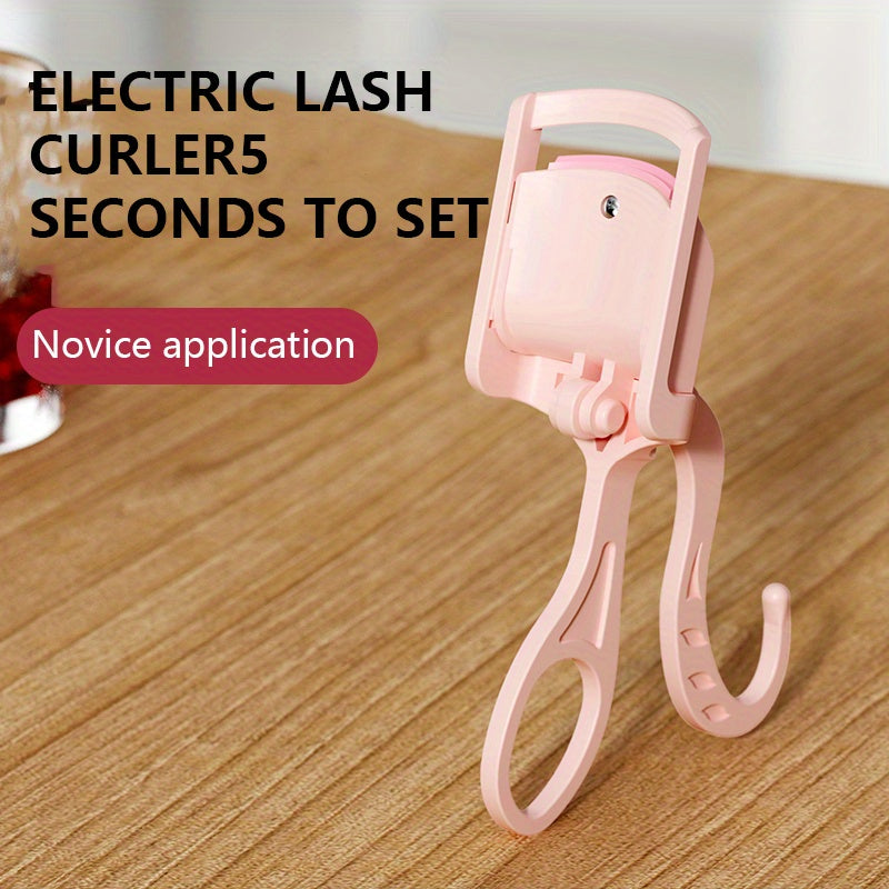 Electric Eyelash Curler USB Rechargeable with Silicone Clip Quick 10-Second Preheat Safe Long-Lasting Curl Pink and White