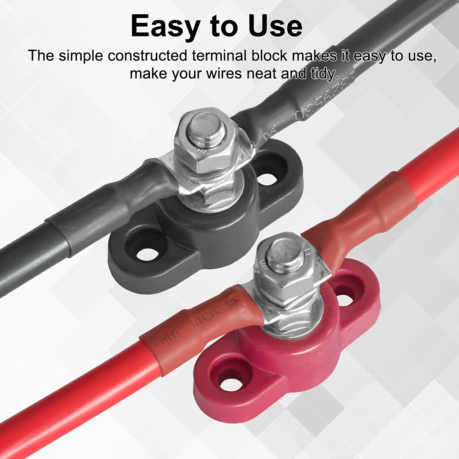 2pcs Heavy Duty Battery Junction Posts Block Power Ground Distribution Terminal Kit Red Black