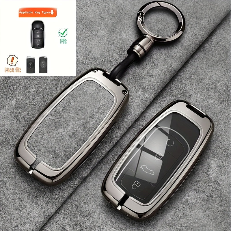 Luxury Zinc Alloy Car Key Fob Cover with Strap and Keychain for SUV