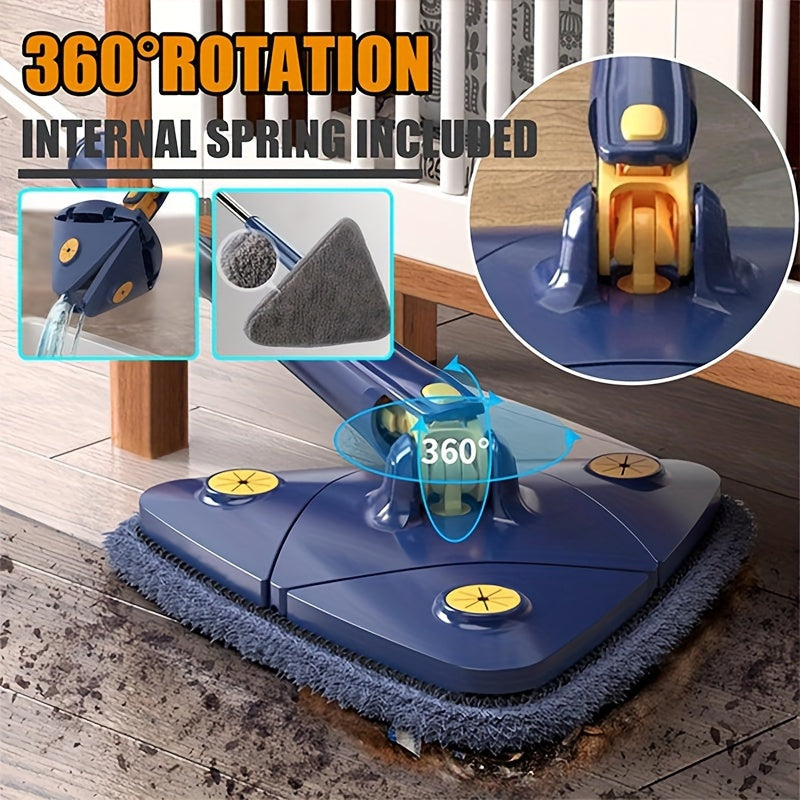 360° Rotating Cleaning Mop Set with Long Handle and 2 Cloths for Wet and Dry Use