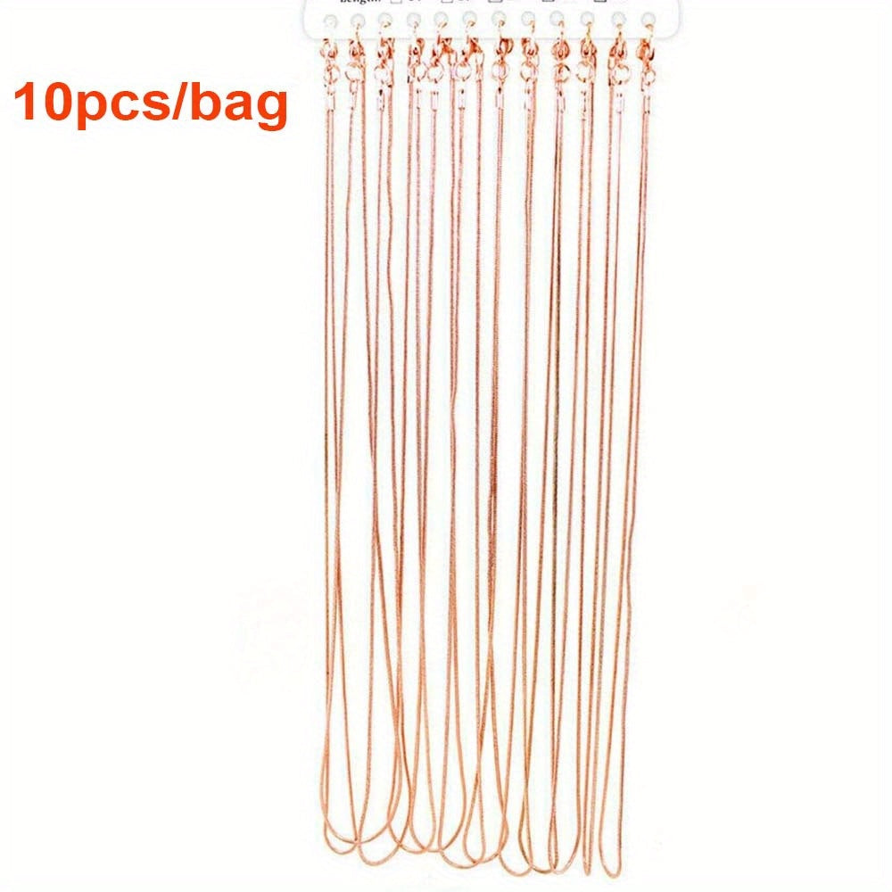 10 Pieces of Snake Chain Jewelry Sets in Rose Gold Gold and Rhodium Plating 16-30 Inch for DIY Crafting