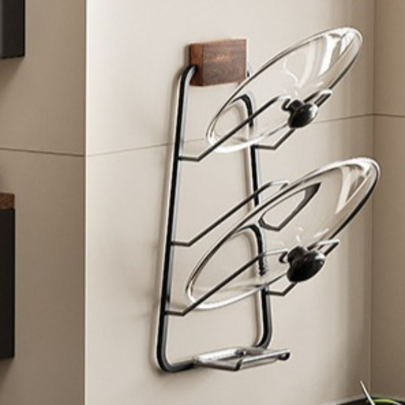 Walnut Wall Mount Storage Rack Space-Saving Kitchen Organizer